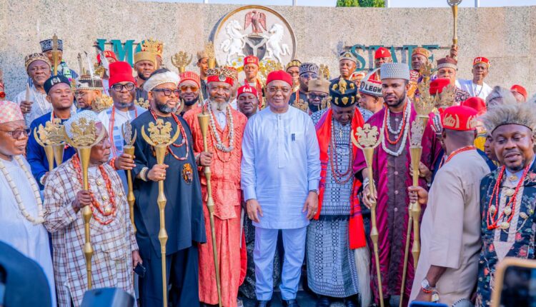 Uzodimma presents staff of office to 66 Imo traditional rulers