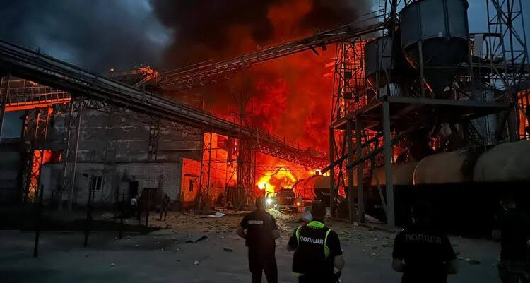 Ukrainian Drone Strike Sparks Fire at Russian Factory Site Near Moscow