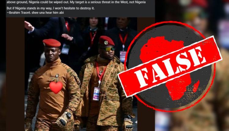 No Evidence Traoré Threatened to Wipe Out Nigeria