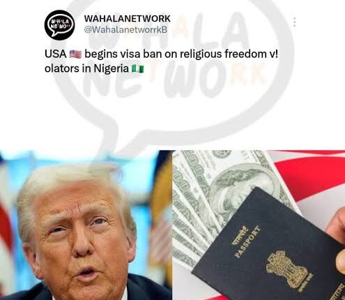 US Begins Enforcing Visa Bans on Nigerians Over Religious Freedom Violations