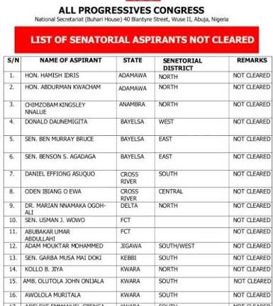 Shock as APC Disqualifies Ben Murray-Bruce, 46 Others from 2027 Senate Primaries